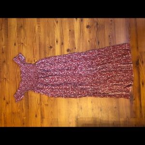 Red floral, off shoulder dress